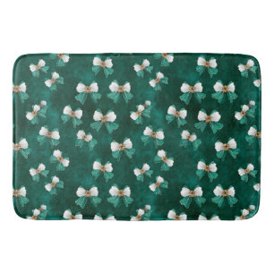 Green Floral Bow Pattern Bath Mat
