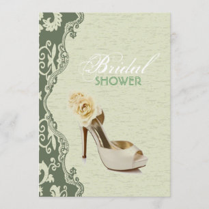 Green Floral bride shoes  Bridal Shower Invitation