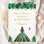 Green Floral Brunette Hair Girl Sweet Sixteen Card<br><div class="desc">This elegant and glamourous sweet sixteen birthday card can be personalised with a name or title such as daughter, granddaughter, niece, friend etc. The design features a beautiful princess with brunette hair and fair skin in a green ball gown. The text combines handwritten script and modern sans serif fonts for...</div>