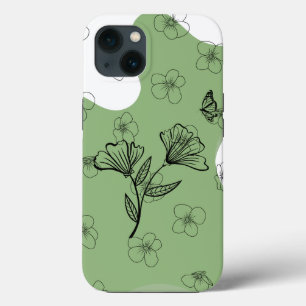 Green Floral & Butterfly Phone Case