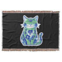 Green Floral Cat