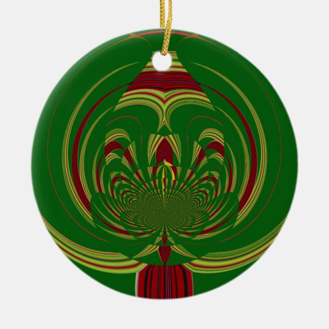 Green Floral Ceramic Tree Decoration (Front)