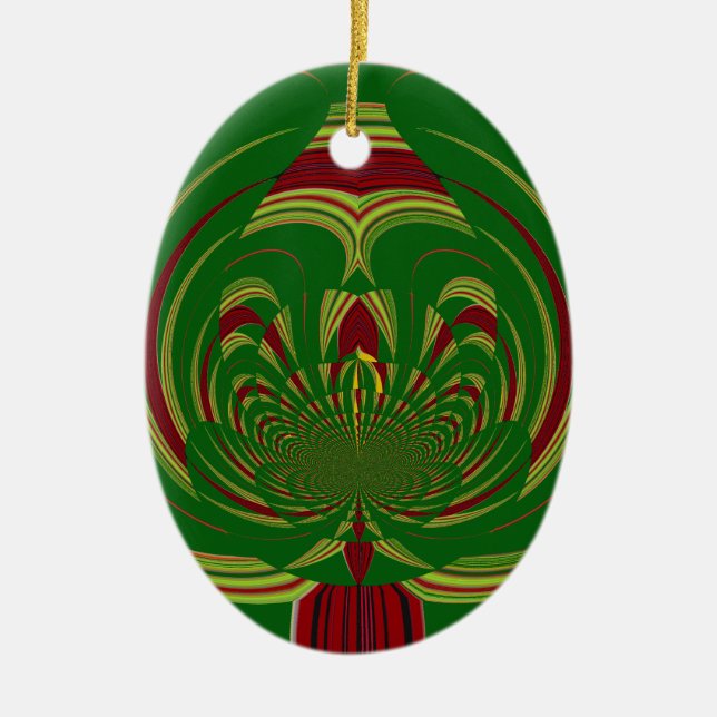 Green Floral Ceramic Tree Decoration (Front)