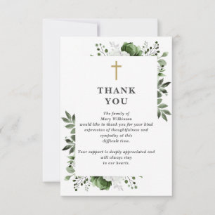 Green Floral Christian Celebration Of Life Funeral Thank You Card