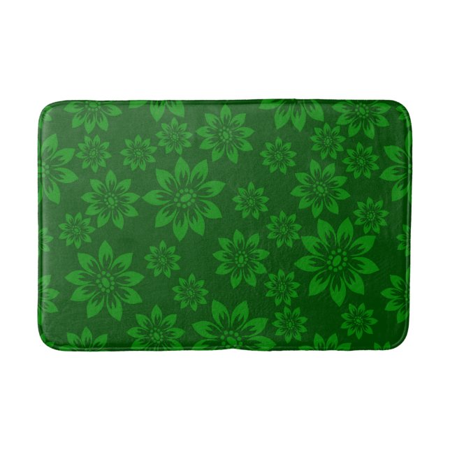 Green Floral Christmas Bath Mat (Front)