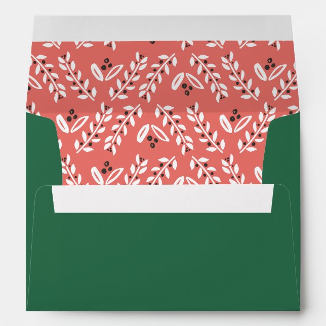 Green Floral Christmas Envelope (Back (Bottom))