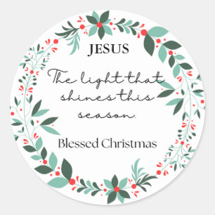 Green floral Christmas stickers