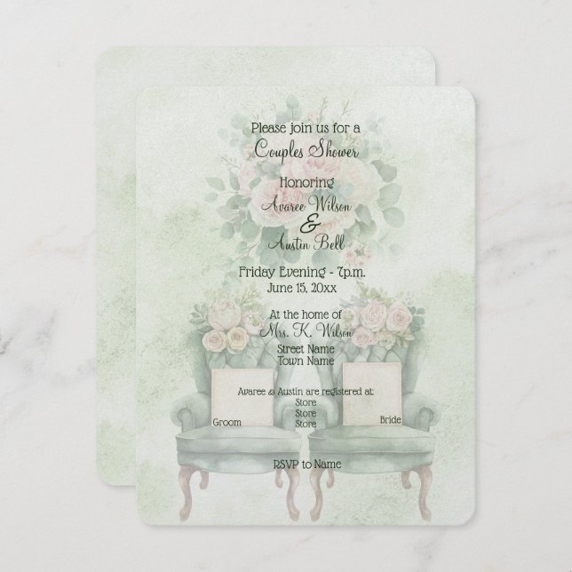 Green Floral Couples Shower  (Front/Back)