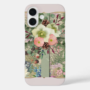 Green Floral Cross iPhone 16 Case