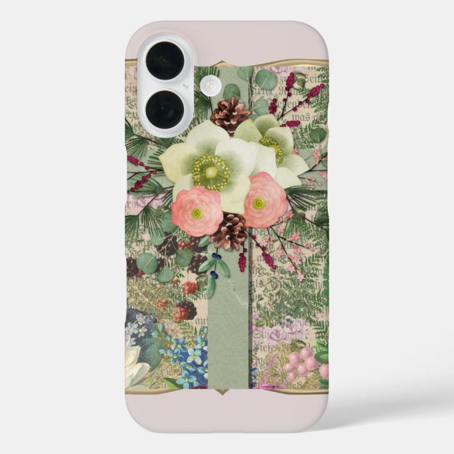 Green Floral Cross Case-Mate iPhone Case (Back)