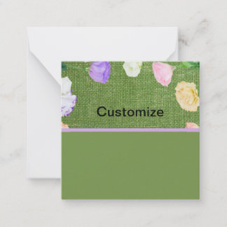 Green Floral Customisable Flat Note Card