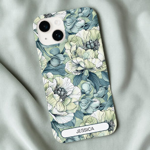 Green Floral Cute Flowers Pattern Custom Modern Case-Mate iPhone 14 Case