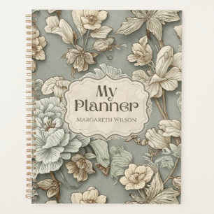 Green Floral Daily Planner Agenda Notebook Journal