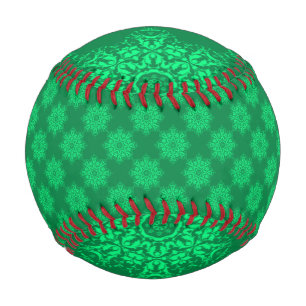 Green floral damask patterned baseball