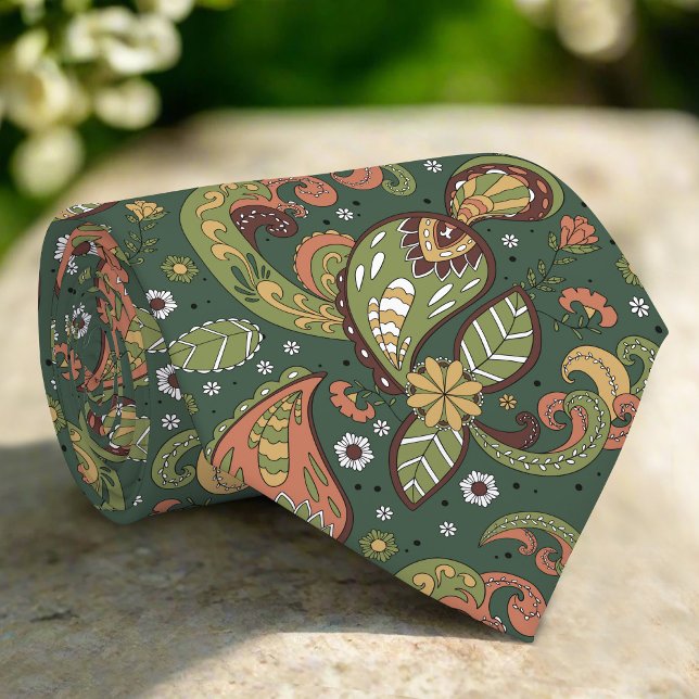 Green Floral Danmask Abstract Flower Art Tie (Creator Uploaded)
