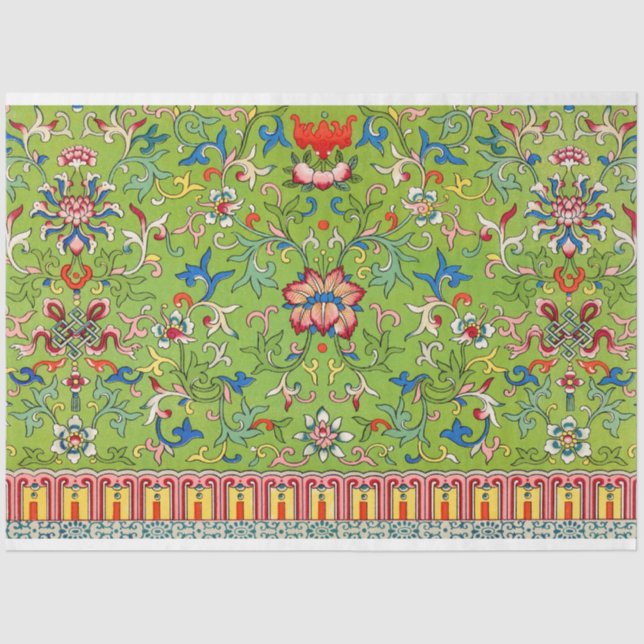 Green floral decoupage tissue tissue paper (Front)