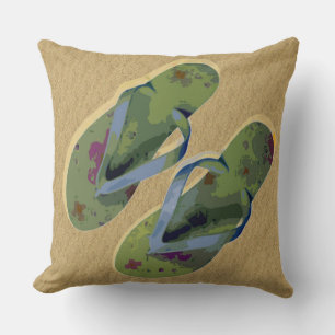 Green Floral Dimensional Flipflops Cushion