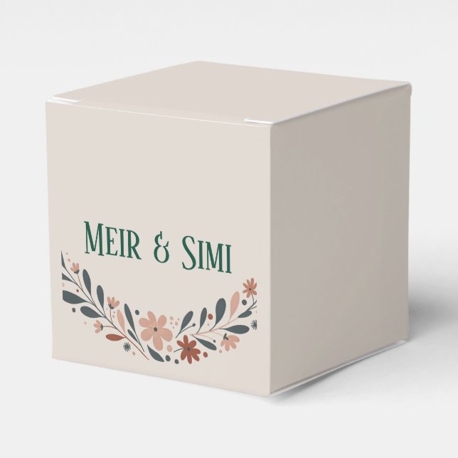 Green floral dinner party Favour Box (Front Side)