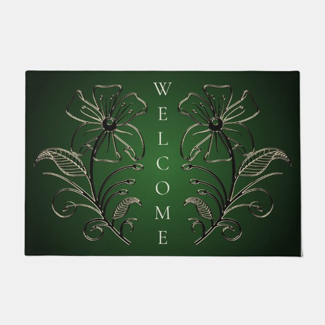 Green Floral Doormat (Front)