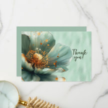 Green Floral Enlarged on Shiny Green Thank You