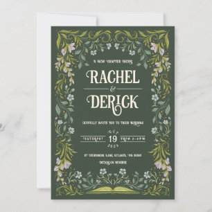 Green Floral Fairytale Wedding Invitation
