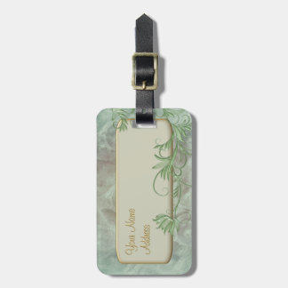 Green Floral Flourish Accent Travel Tags 2 sided