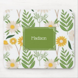 Green Floral Flowers Mouse Pad! Mat