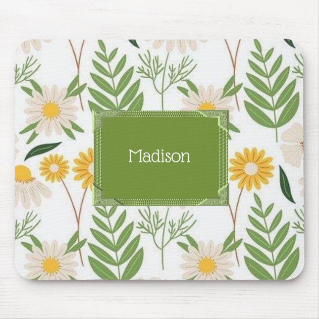 Green Floral Flowers Mouse Pad! Mouse Mat (Front)