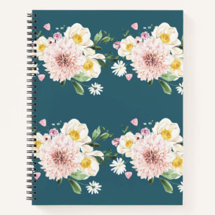 Green Floral flowers spiral notebook
