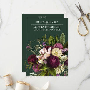 Green Floral Funeral Memorial Program Programme