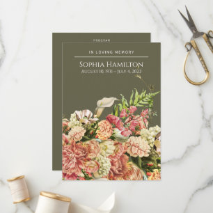 Green Floral Funeral Memorial Program Programme