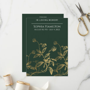 Green Floral Funeral Memorial Program Programme
