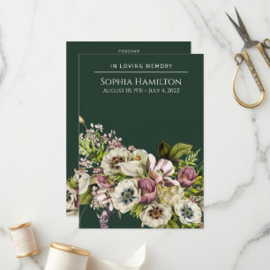 Green Floral Funeral Memorial  Programme
