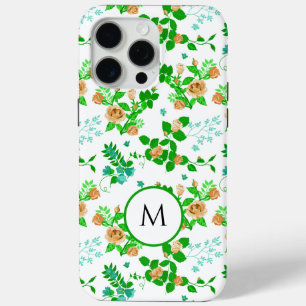 Green Floral Garden Monogrammed iPhone 15 Pro Max Case