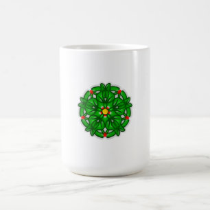Green Floral Geometric Pattern Coffee Mug