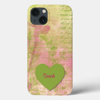 Green Floral Heart iPhone 13 Case
