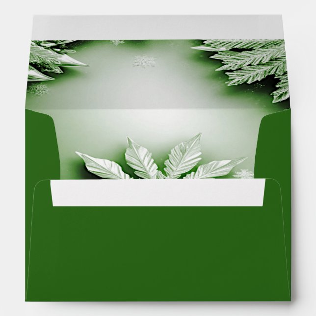 Green Floral Holiday Christmas Envelope (Back (Bottom))