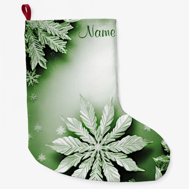 Green Floral Holiday Christmas Stocking (Front)