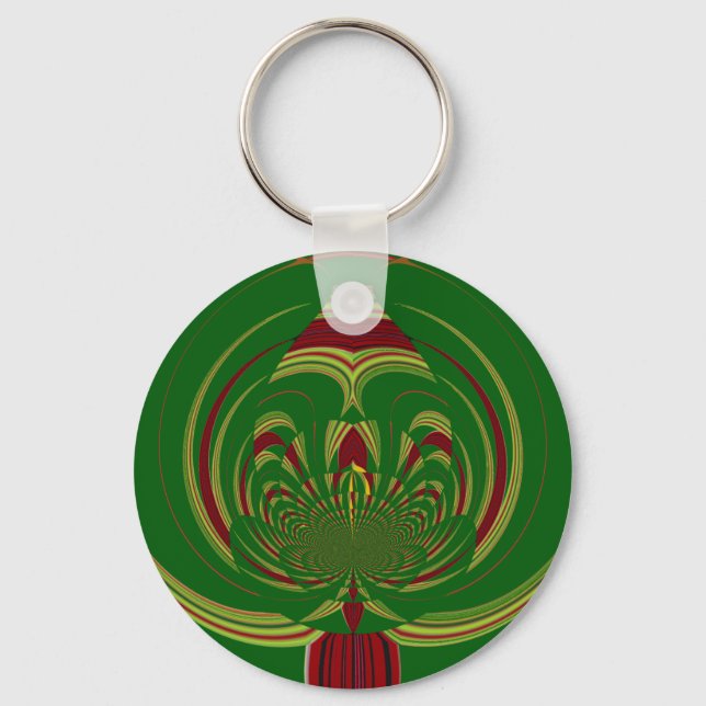 Green Floral Key Ring (Front)