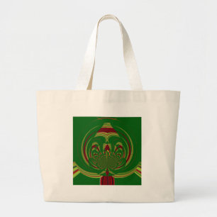 Green Floral Large Tote Bag