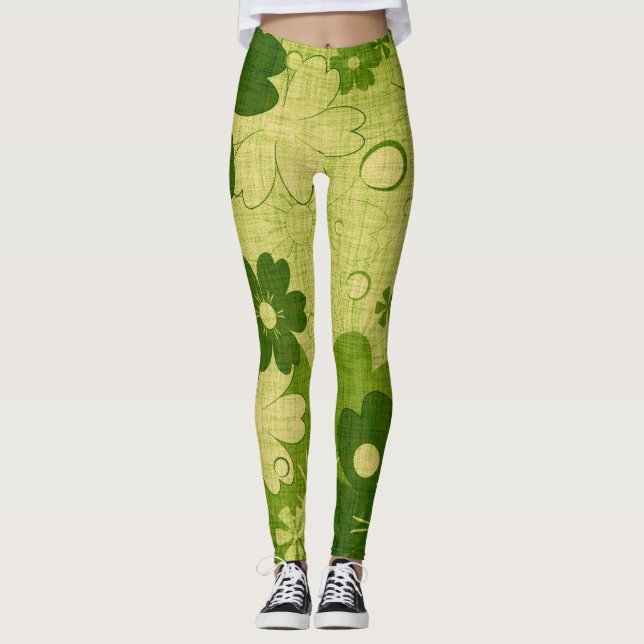 Green Floral Leggings (Front)
