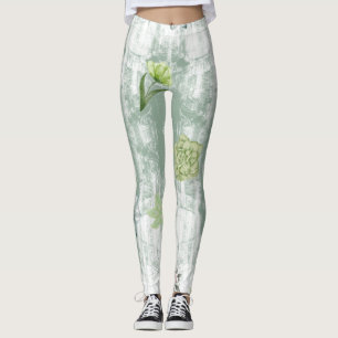 Green Floral Leggings
