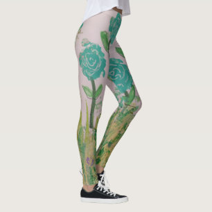 Green Floral Leggings