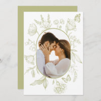 Green Floral Line Art Floral Butterfly Photo