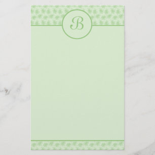 Green Floral Monogram Initial Stationery