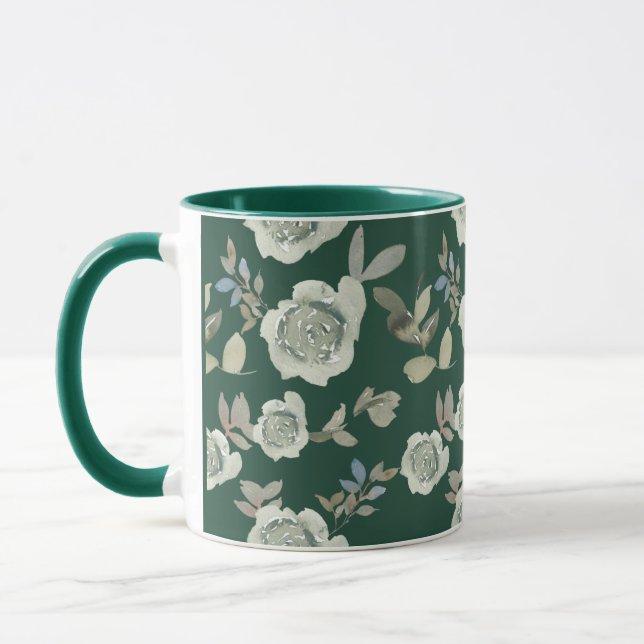 Green Floral Mug  (Left)