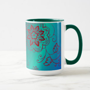 Green Floral Mug