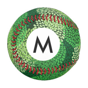 Green floral pattern baseball