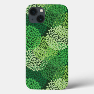 Green floral pattern iPhone 13 case