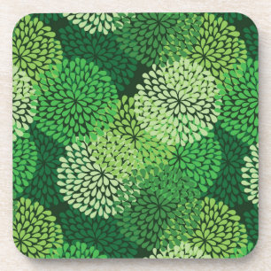 Green floral pattern coaster